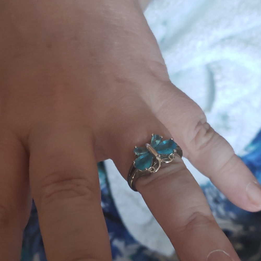 Silver and Topaz Birthstone Butterfly Ring